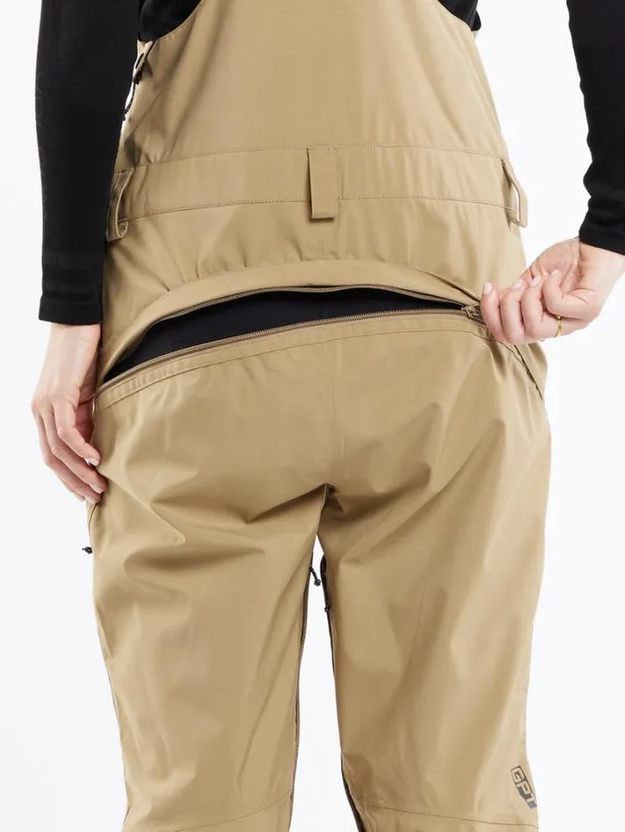 Womens Pants Volcom Elm Stretch Gore Bib Overalls 8211 Dark Khaki