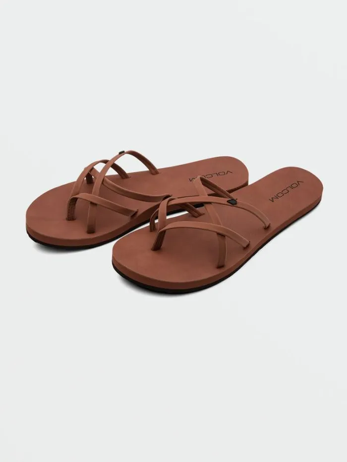 Womens Sandals Volcom New School II Sandals 8211 Dark Clay