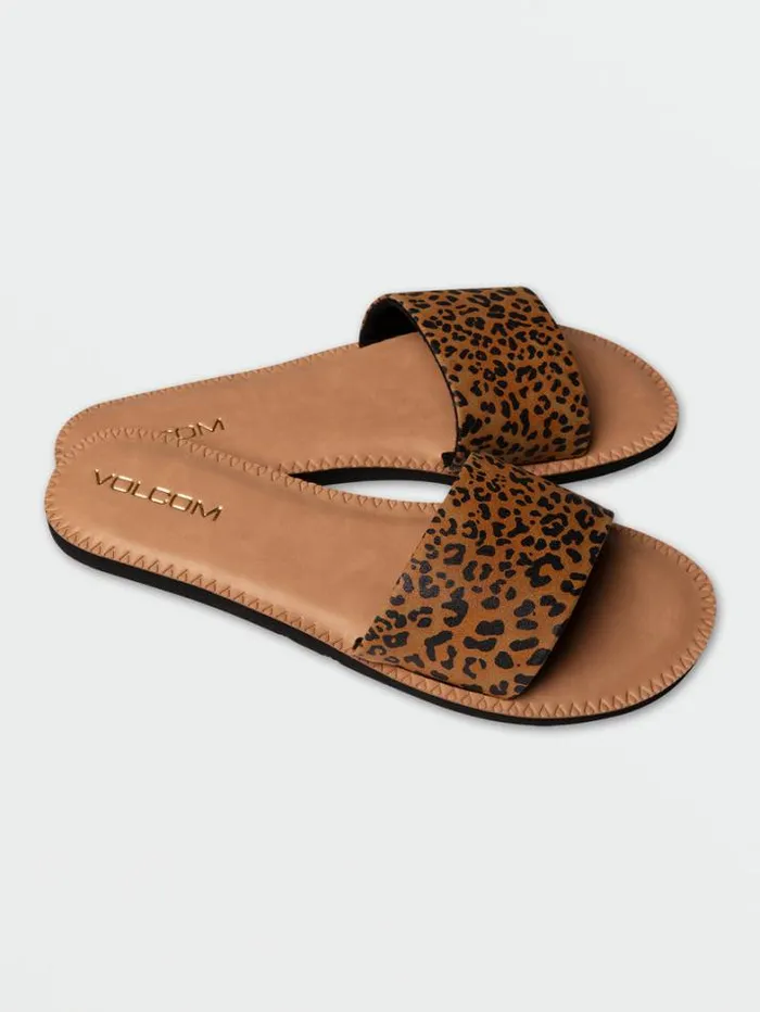 Womens Sandals Volcom Simple Slide Sandals 8211 Cheetah