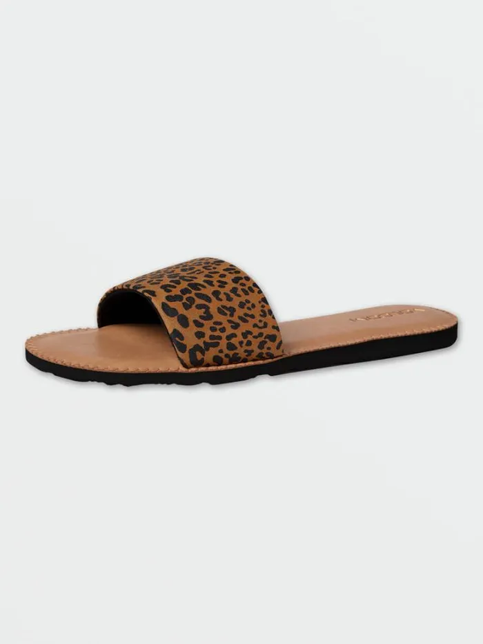 Womens Sandals Volcom Simple Slide Sandals 8211 Cheetah