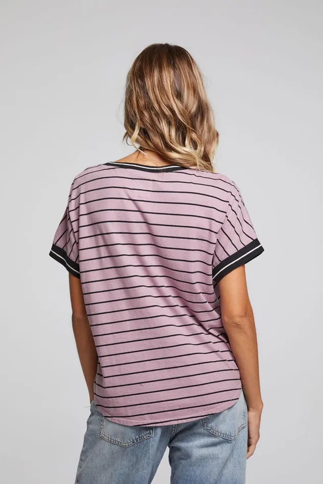 Womens Tops Chaser Brand Amber Stripe Mix Tee