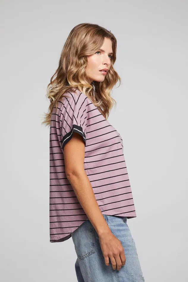 Womens Tops Chaser Brand Amber Stripe Mix Tee