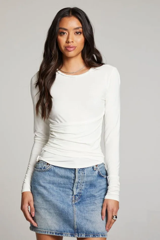 Womens Tops Chaser Brand Crime White Long Sleeve