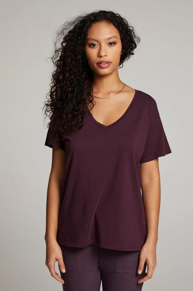 Womens Tops Chaser Brand Everyday Essential Plum Perfect V Neck Tee