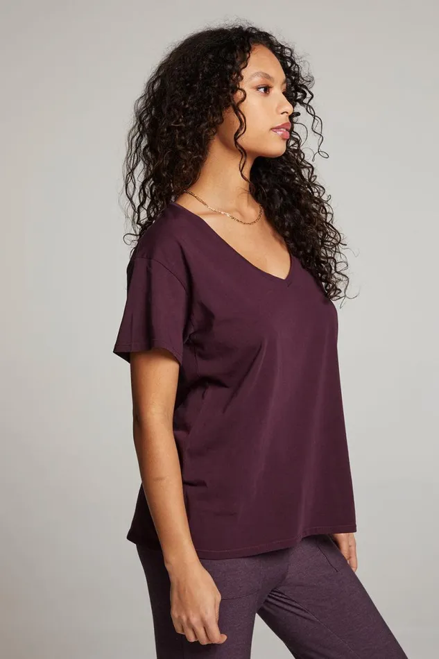 Womens Tops Chaser Brand Everyday Essential Plum Perfect V Neck Tee