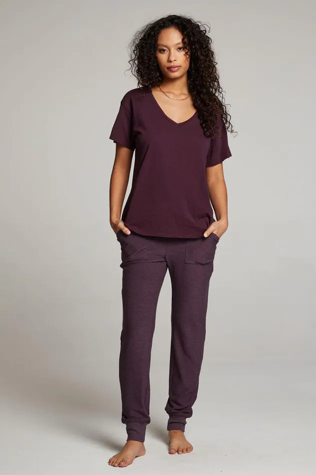 Womens Tops Chaser Brand Everyday Essential Plum Perfect V Neck Tee