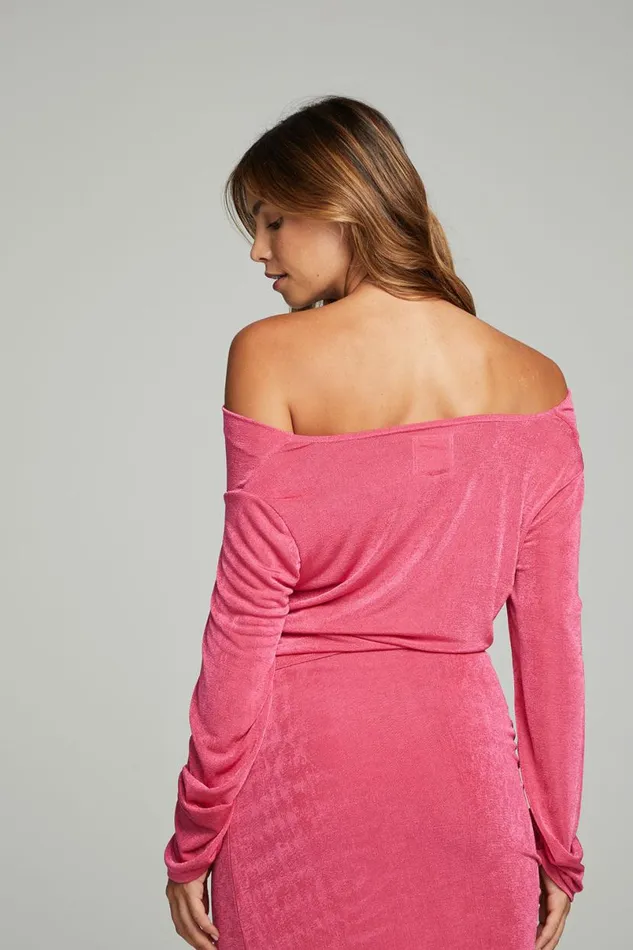 Womens Tops Chaser Brand Koston Long Sleeve 8211 Pink Lemonade