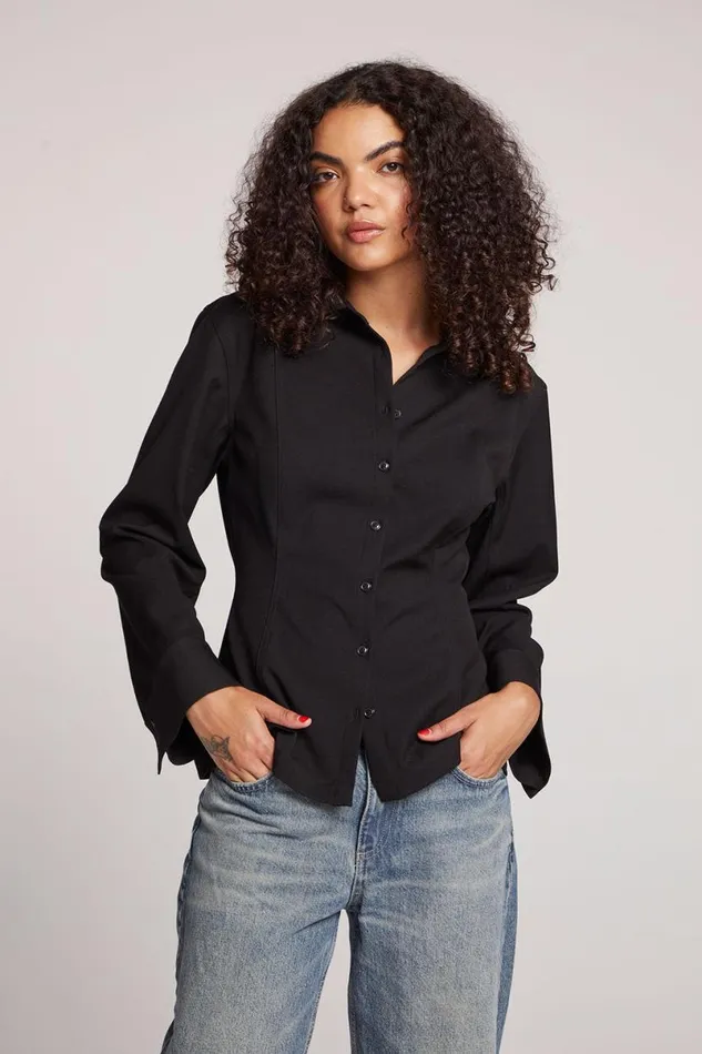 Womens Tops Chaser Brand Lauren Licorice Long Sleeve