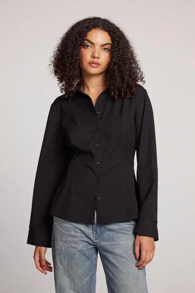 Womens Tops Chaser Brand Lauren Licorice Long Sleeve