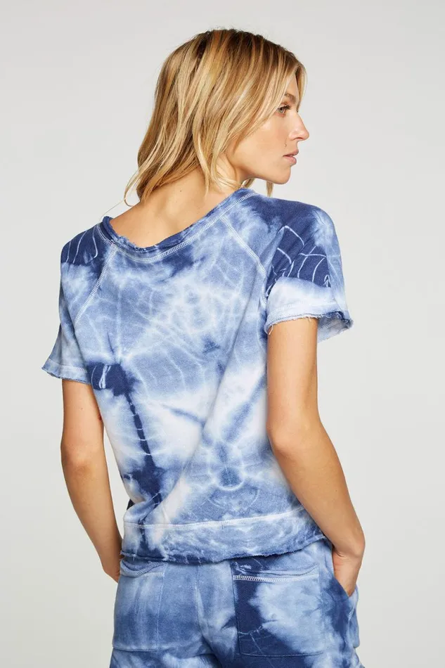 Womens Tops Chaser Brand Linen French Terry Short Sleeve Raw Edge Raglan Pullover