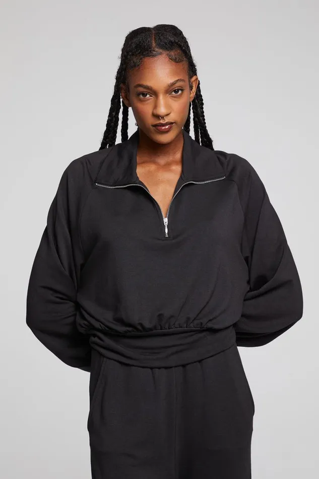 Womens Tops Chaser Brand Midnight Licorice Half Zip