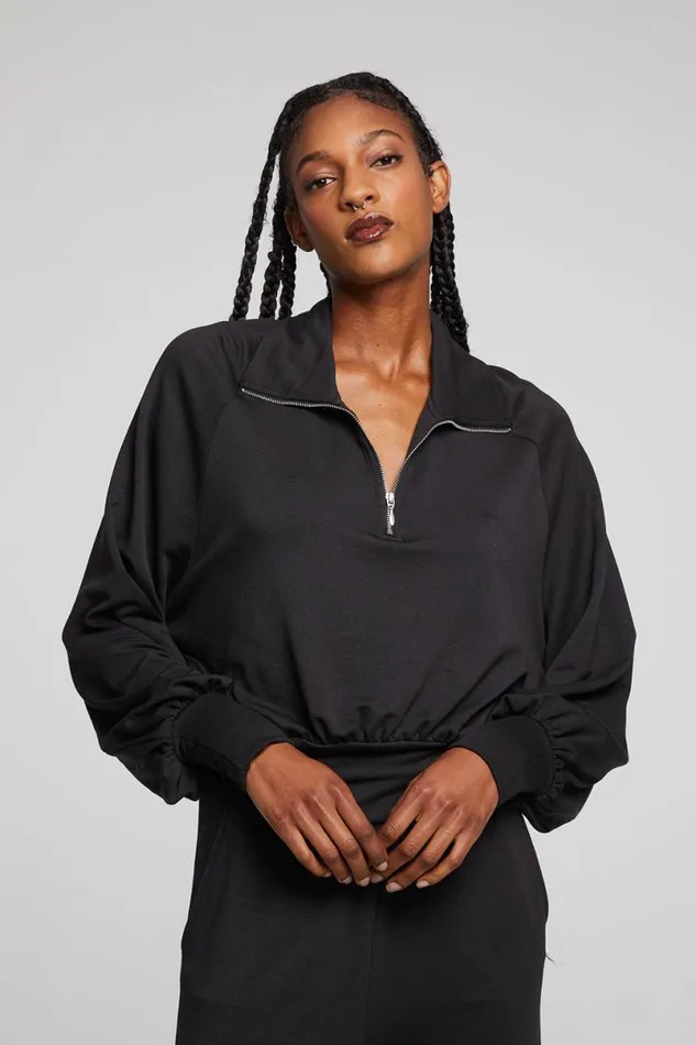 Womens Tops Chaser Brand Midnight Licorice Half Zip