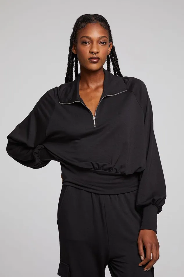 Womens Tops Chaser Brand Midnight Licorice Half Zip