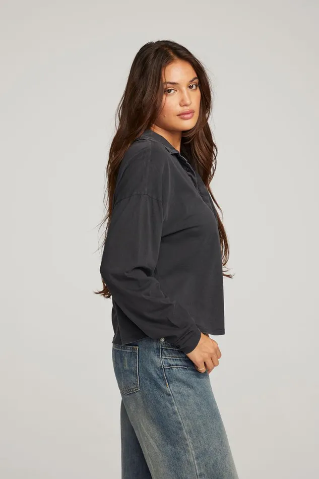 Womens Tops Chaser Brand Miles Licorice Long Sleeve