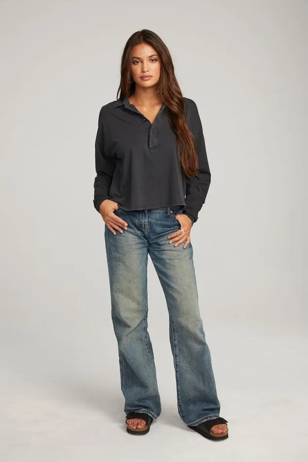 Womens Tops Chaser Brand Miles Licorice Long Sleeve
