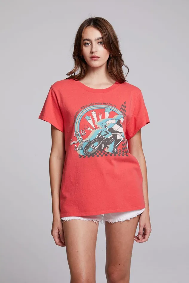 Womens Tops Chaser Brand Motorcycle Week Tee