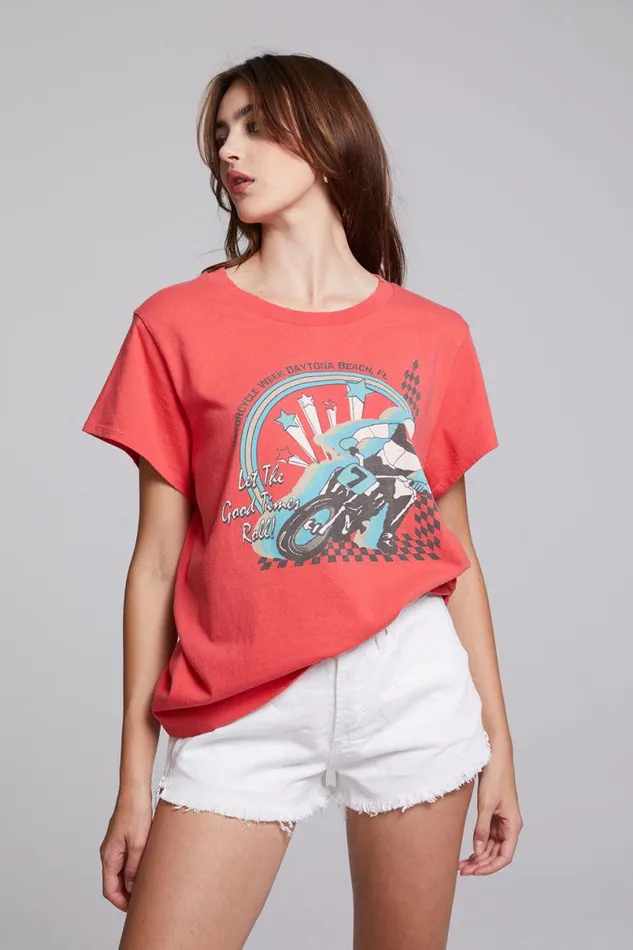 Womens Tops Chaser Brand Motorcycle Week Tee