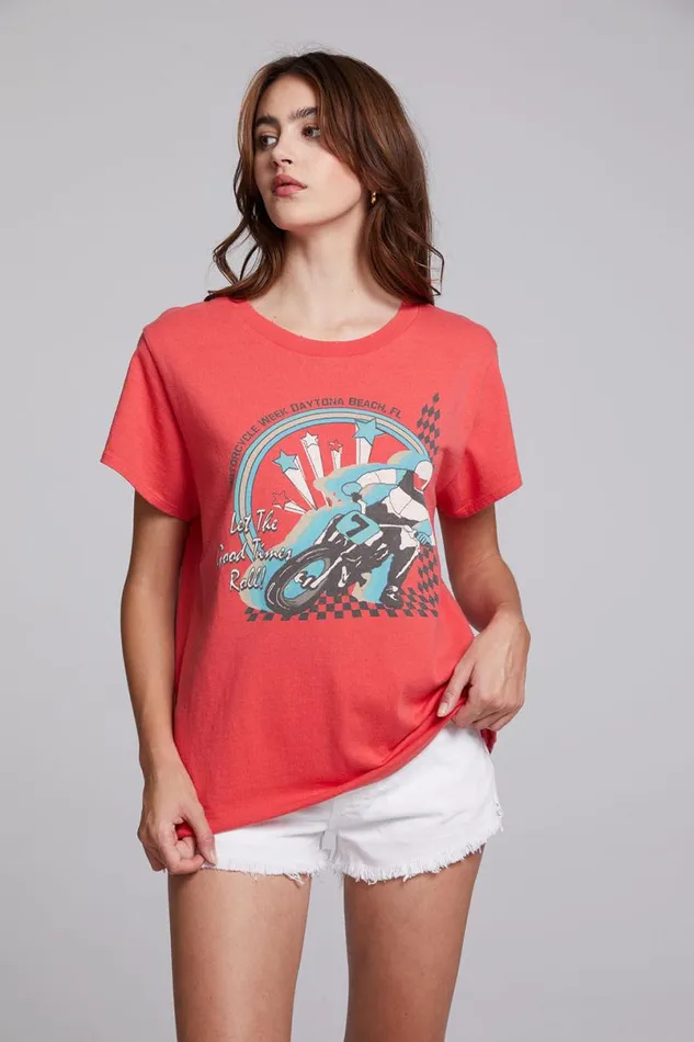 Womens Tops Chaser Brand Motorcycle Week Tee