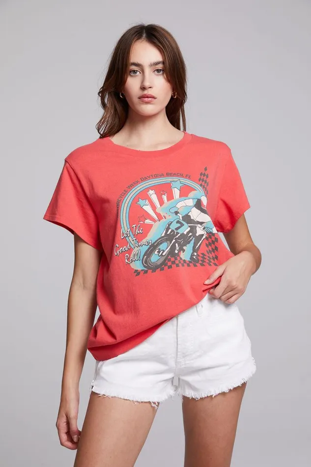 Womens Tops Chaser Brand Motorcycle Week Tee