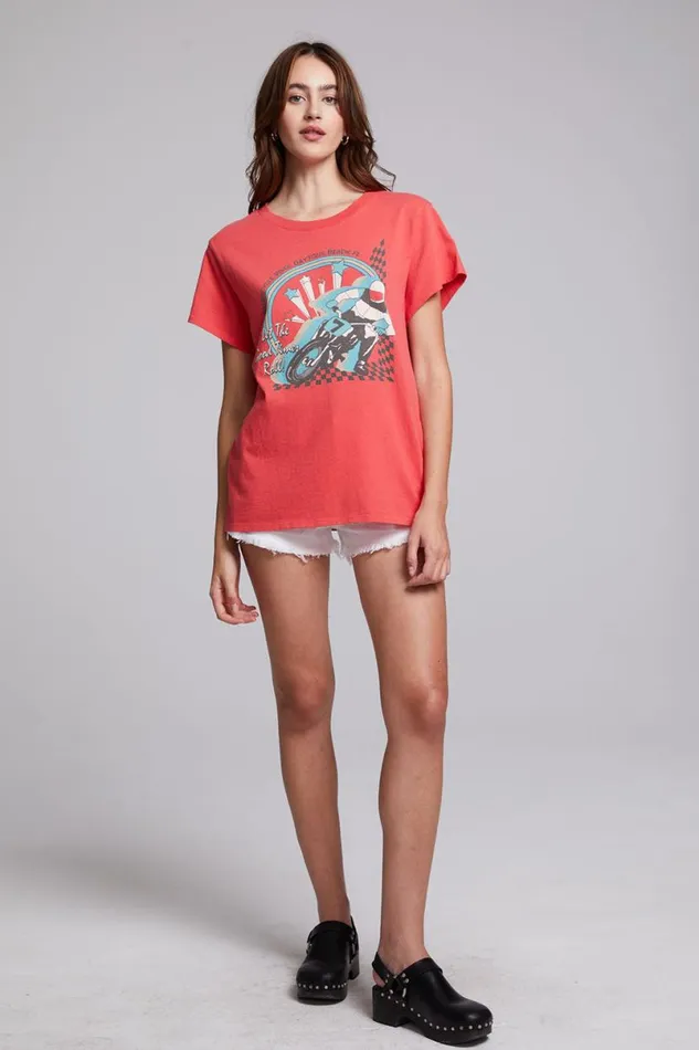 Womens Tops Chaser Brand Motorcycle Week Tee