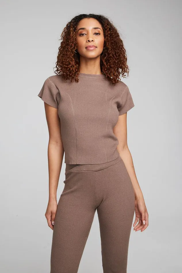 Womens Tops Chaser Brand Nahal Deep Taupe Tee