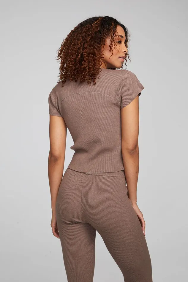 Womens Tops Chaser Brand Nahal Deep Taupe Tee