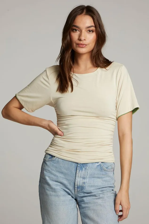 Womens Tops Chaser Brand Ocala Whitecap Grey And Piquant Green Reversible Top