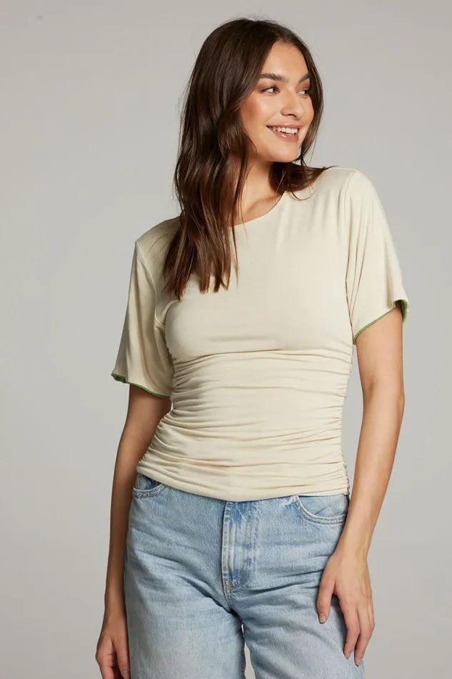 Womens Tops Chaser Brand Ocala Whitecap Grey And Piquant Green Reversible Top
