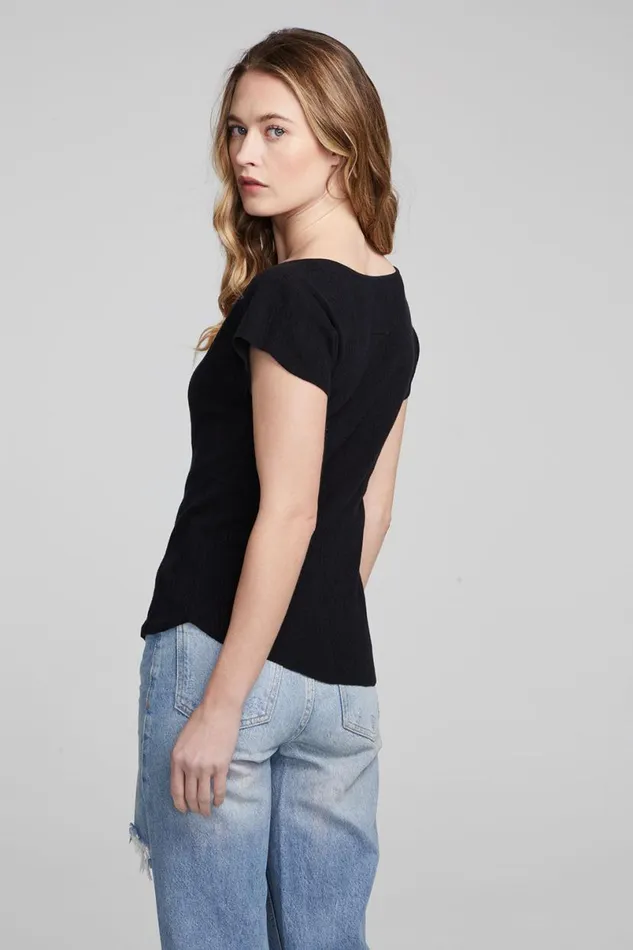Womens Tops Chaser Brand Page Shadow Star Black Tee