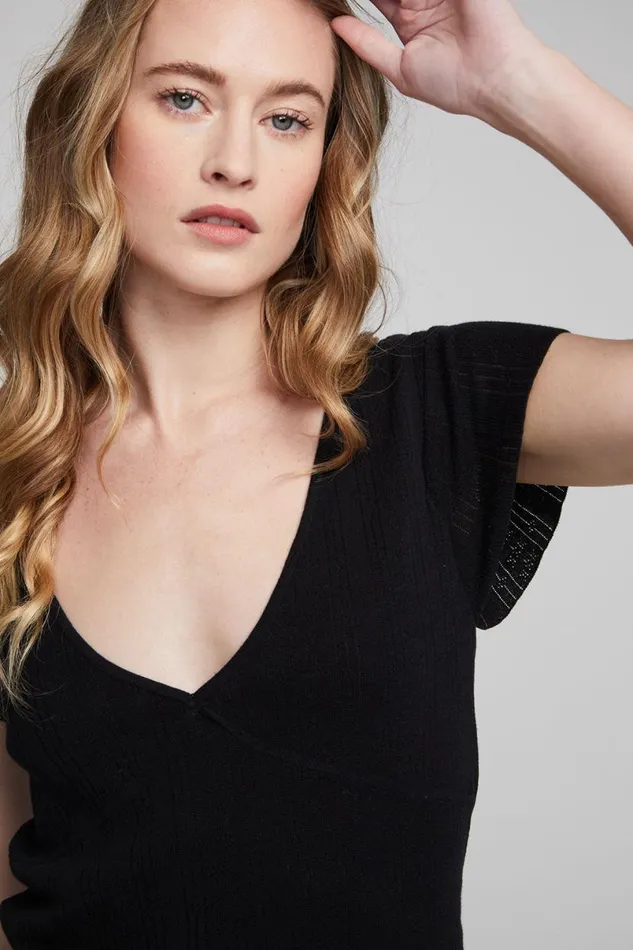 Womens Tops Chaser Brand Page Shadow Star Black Tee