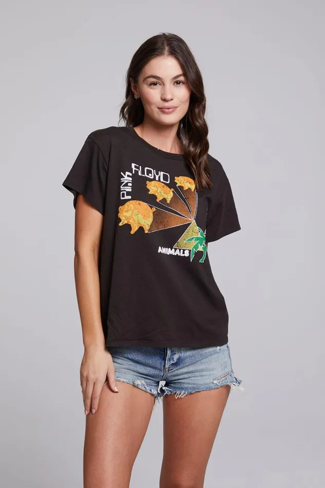 Womens Tops Chaser Brand Pink Floyd Animals Tour 03977 Tee