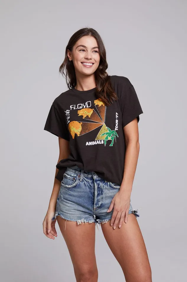 Womens Tops Chaser Brand Pink Floyd Animals Tour 03977 Tee