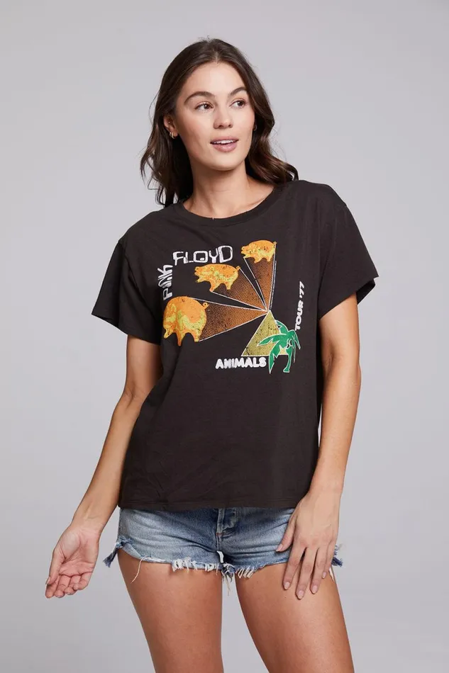 Womens Tops Chaser Brand Pink Floyd Animals Tour 03977 Tee