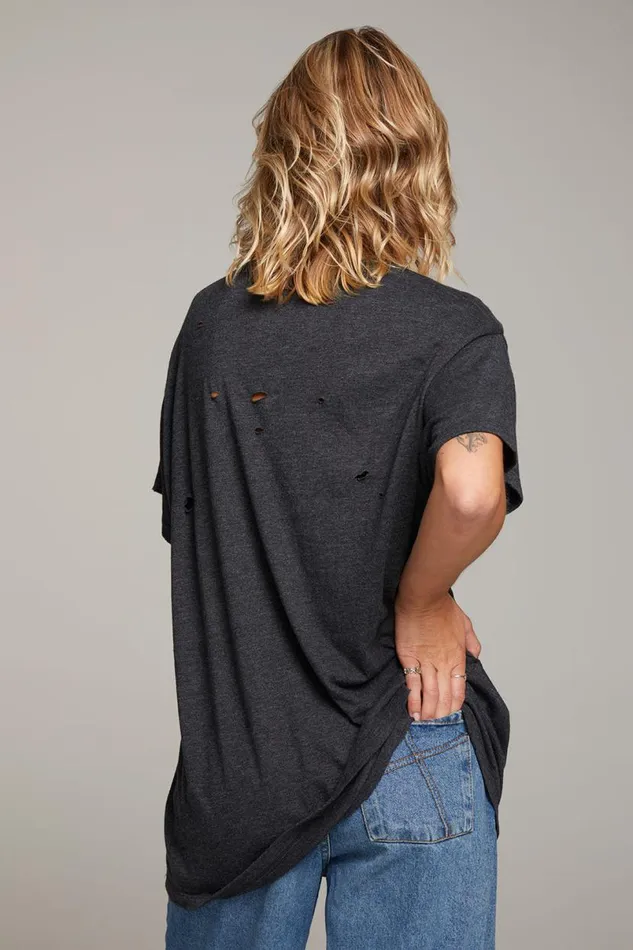Womens Tops Chaser Brand Rolling Stones Classic Logo Distressed Tee