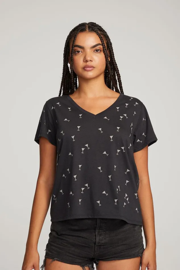 Womens Tops Chaser Brand Silver Martinis Tee