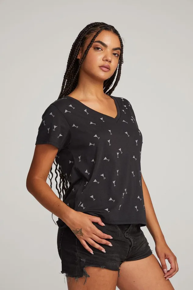 Womens Tops Chaser Brand Silver Martinis Tee