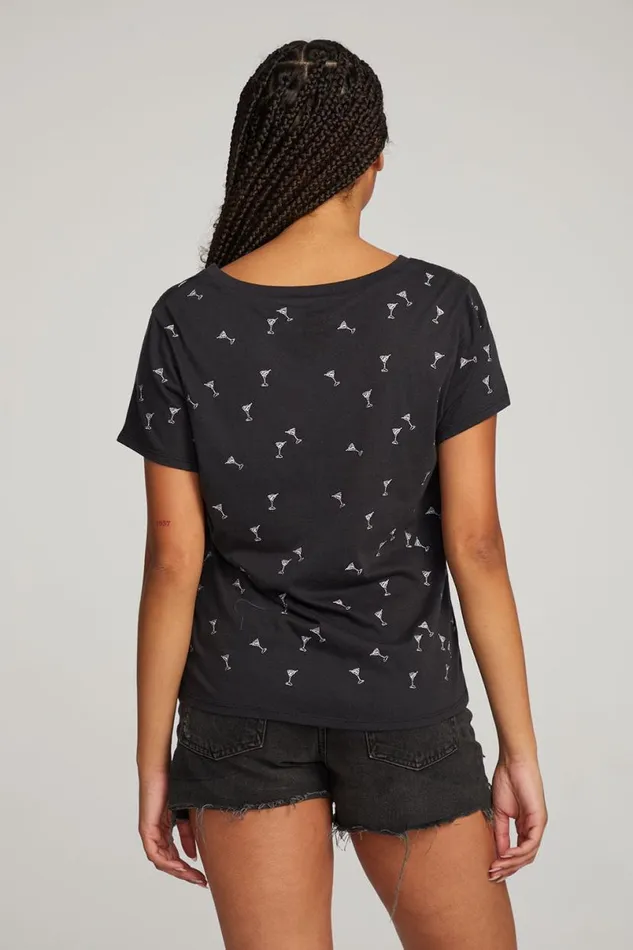 Womens Tops Chaser Brand Silver Martinis Tee