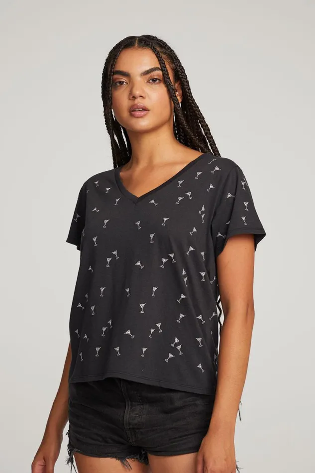 Womens Tops Chaser Brand Silver Martinis Tee