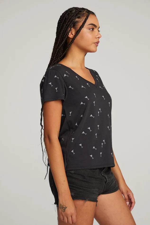 Womens Tops Chaser Brand Silver Martinis Tee