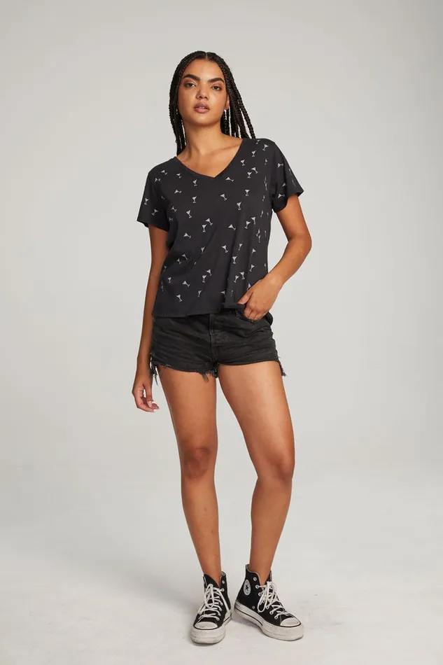 Womens Tops Chaser Brand Silver Martinis Tee