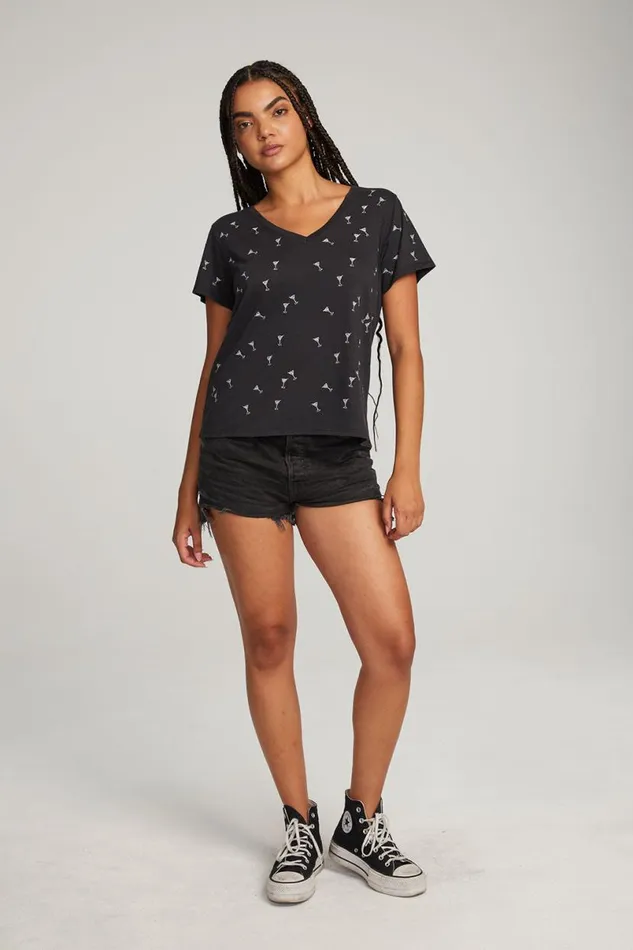 Womens Tops Chaser Brand Silver Martinis Tee