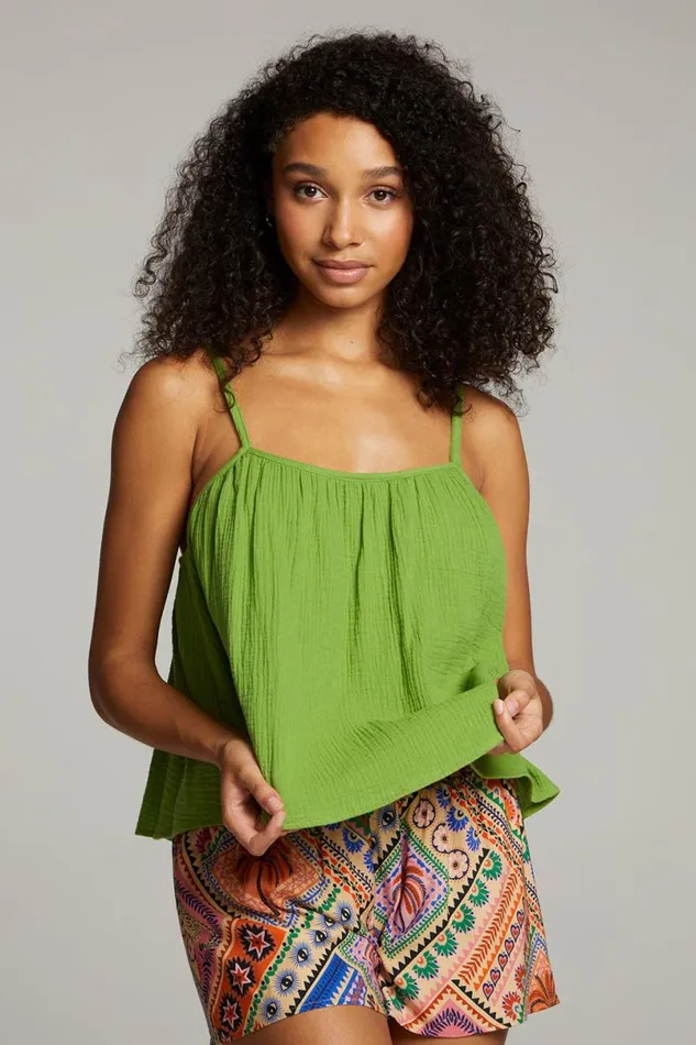 Womens Tops Chaser Brand Tropical Piquant Green Top