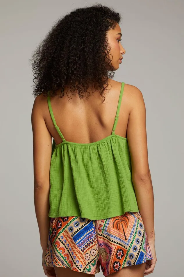 Womens Tops Chaser Brand Tropical Piquant Green Top