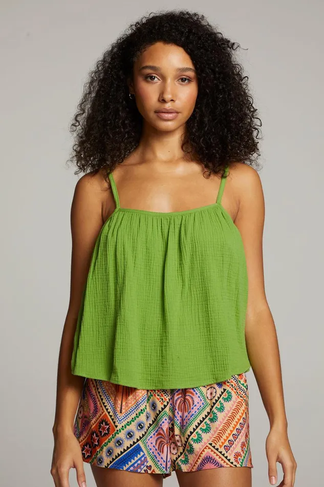 Womens Tops Chaser Brand Tropical Piquant Green Top