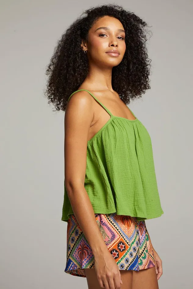 Womens Tops Chaser Brand Tropical Piquant Green Top