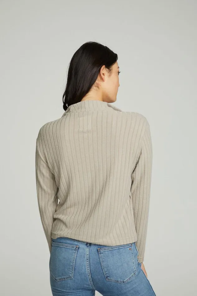 Womens Tops Chaser Brand Zip Up Mock Neck Long Sleeve Pullover