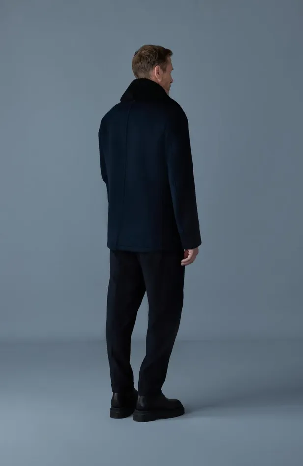 Wool Coats Men Mackage COLE Wool Doublebreasted Jacket With Shearling Collar Black Wool Coats Men Mackage COLE Wool Doublebreasted Jacket With Shearling Collar Black