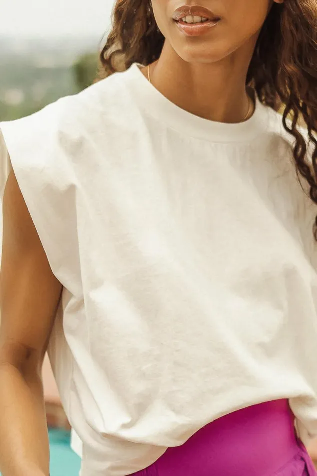 Wyatt Muscle Tee White Women Bohme Tees and Tanks