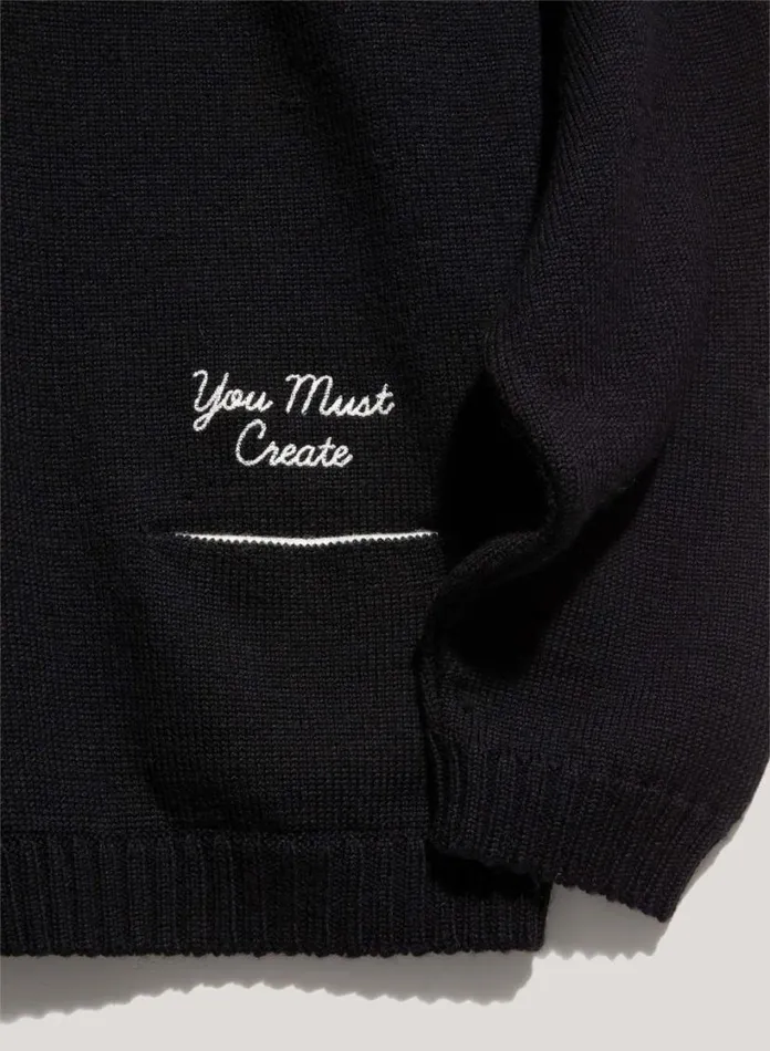 YMC Archie Merino Wool Cardigan Black Mens Knitwear