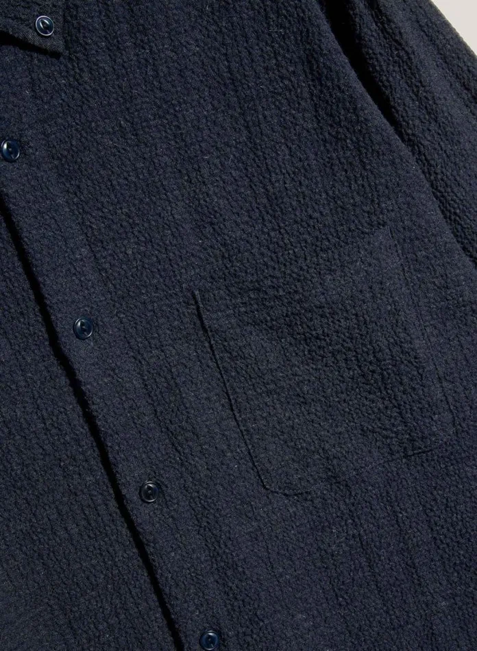YMC Dean Seersucker Shirt Navy Mens Shirts